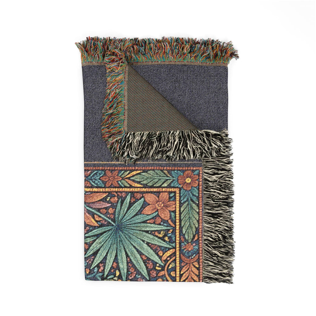 Vintage Mosaic Cheetah Woven Blanket | Jungle Leaves Tapestry Throw