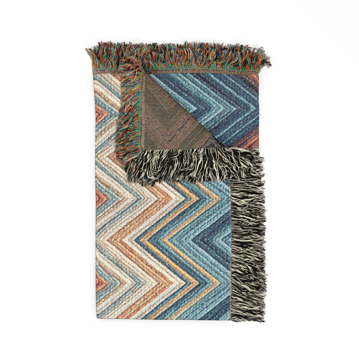 Chevron Aztec Pattern Woven Blanket | Southwestern Throw, Fringe Edge
