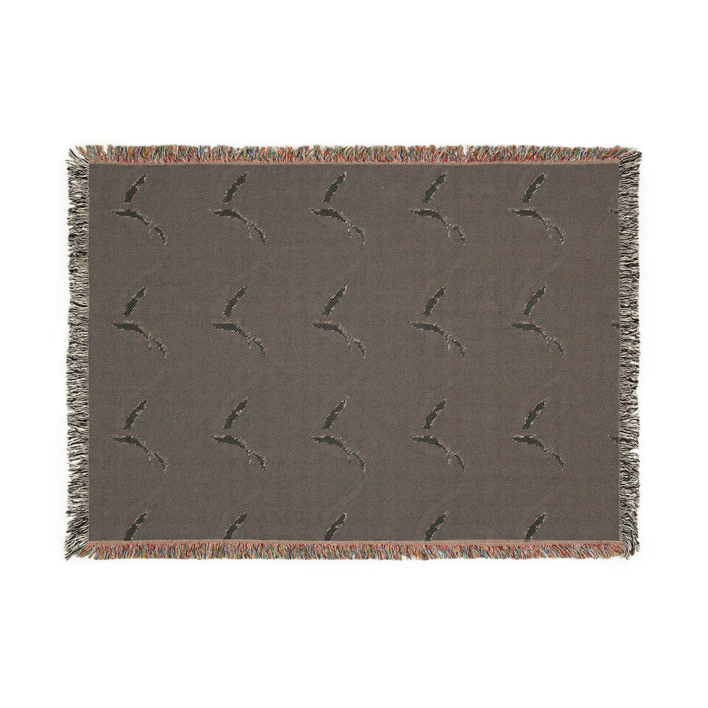 Mallard Duck Pattern Woven Blanket | Bird Motif Throw, Navy or Gray