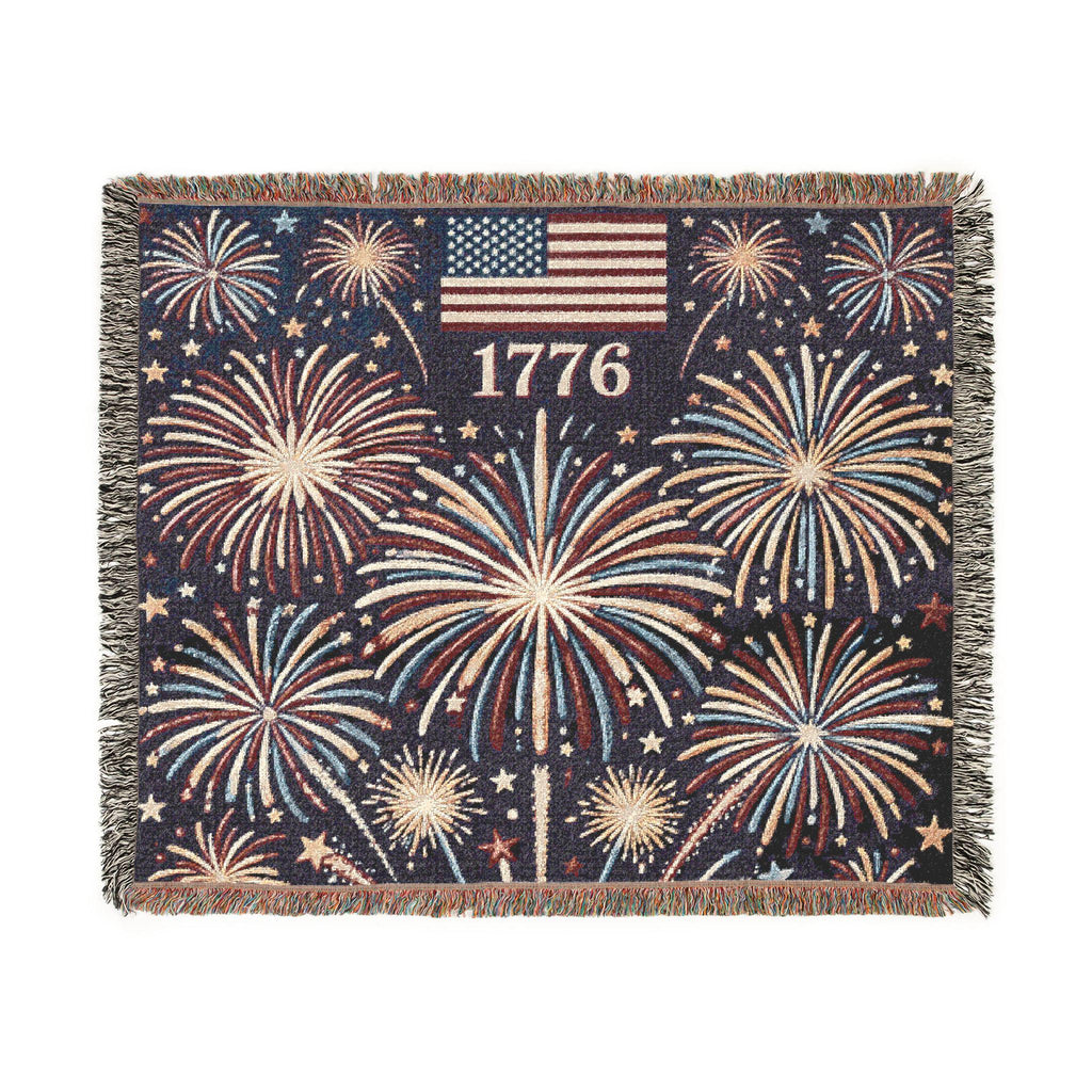 250 Year 4th of July Celebration Fireworks Woven Blanket | Patriotic Throw 1776