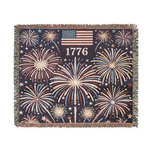 250 Year 4th of July Celebration Fireworks Woven Blanket | Patriotic Throw 1776