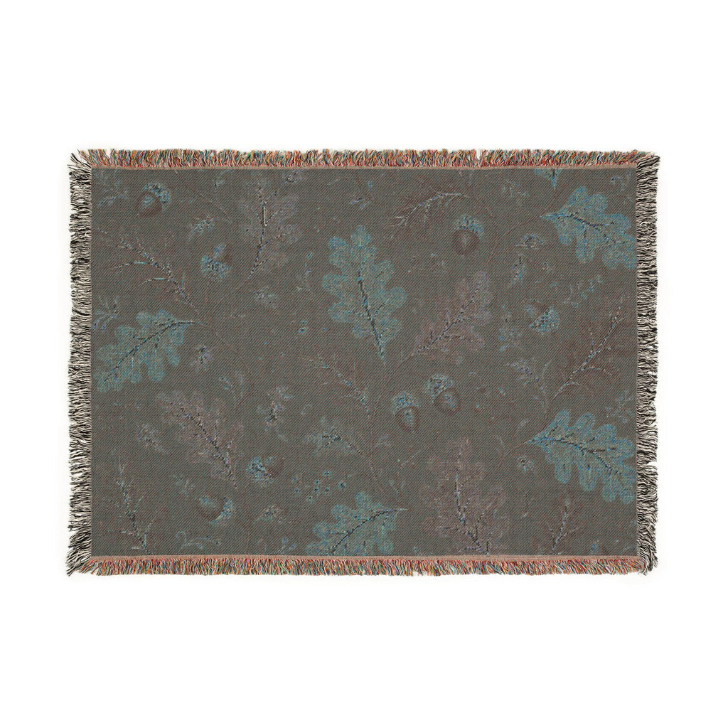 Autumn Oak Leaves Woven Blanket | Custom Fall Acorn Throw