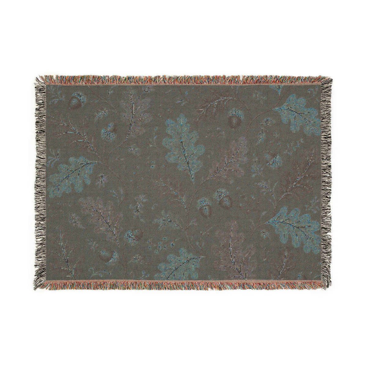 Autumn Oak Leaves Woven Blanket | Custom Fall Acorn Throw
