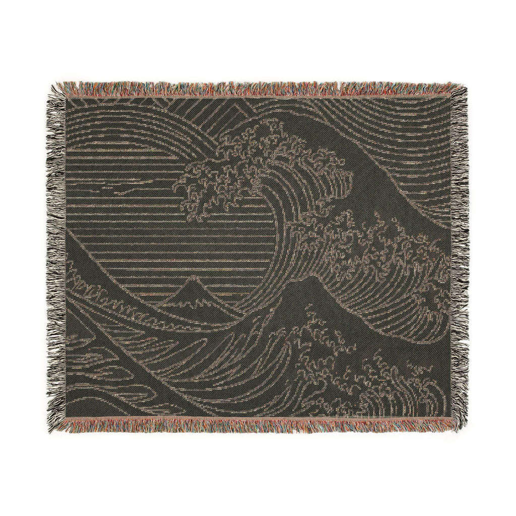 Wave Woven Blanket | Japanese Ocean Tapestry Throw