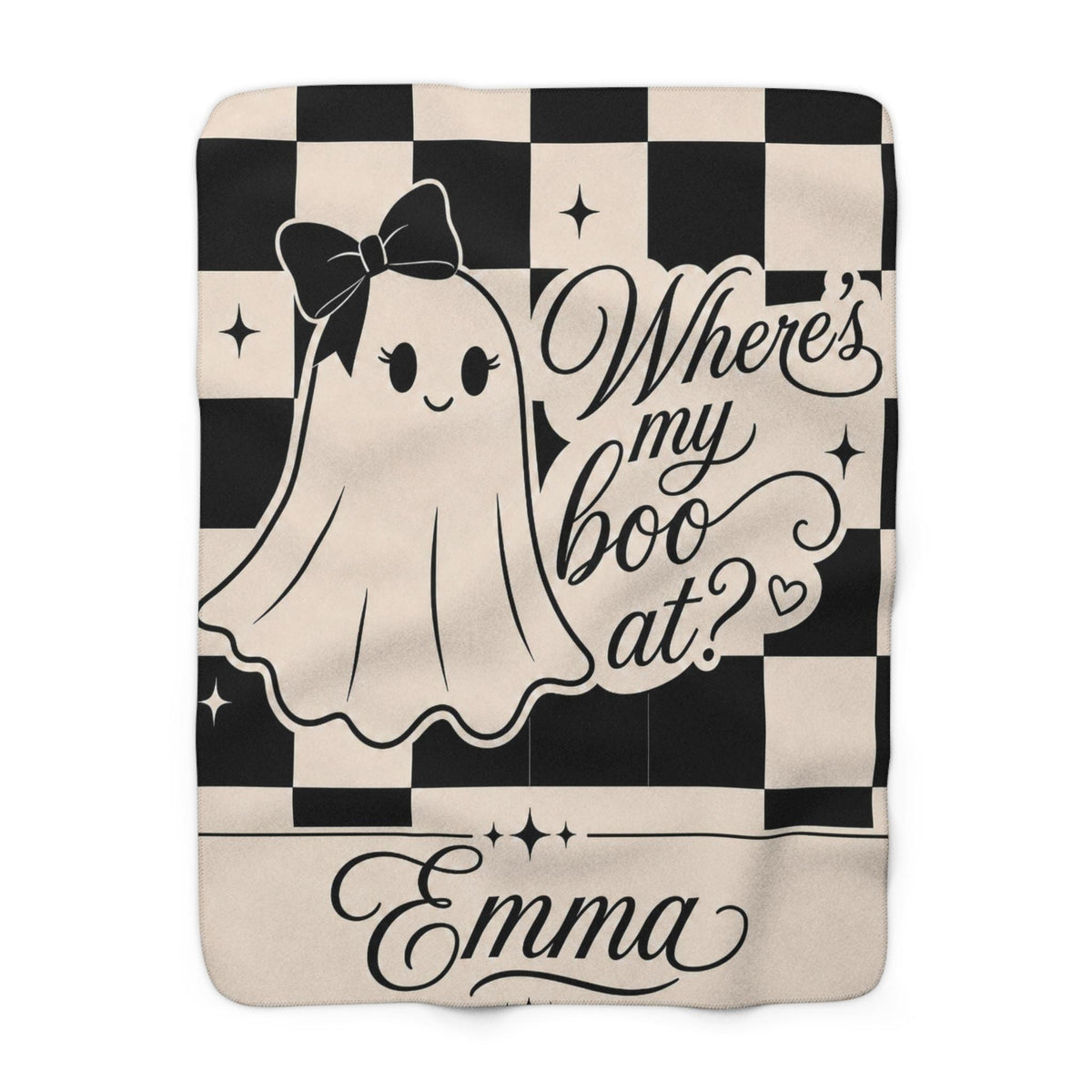 Where's My Boo At? Ghost Sherpa Fleece Blanket | Personalized Name Option