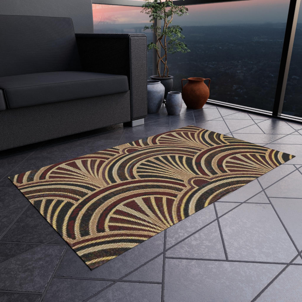 Art Deco Fan Pattern Outdoor Rug | Geometric Entryway Doormat