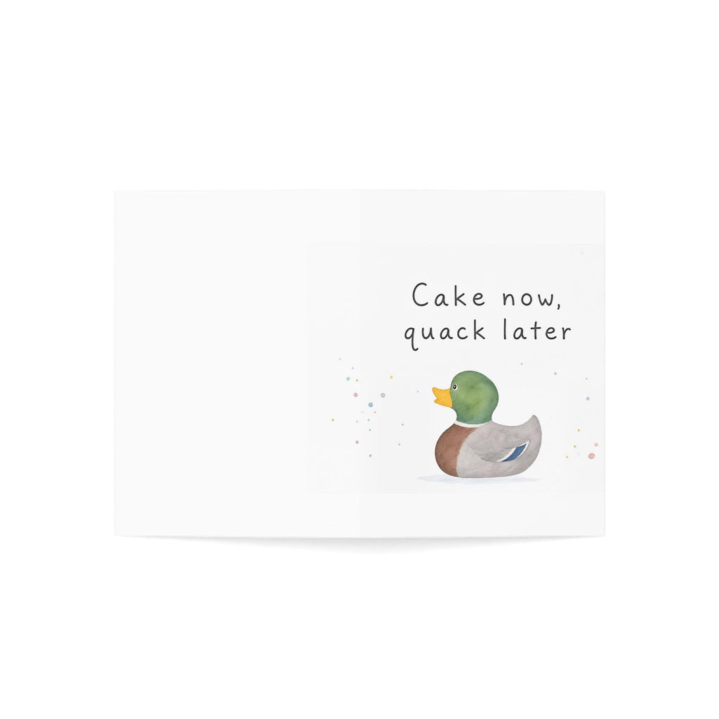 Cake Now Quack Later duck illustration Greeting Card