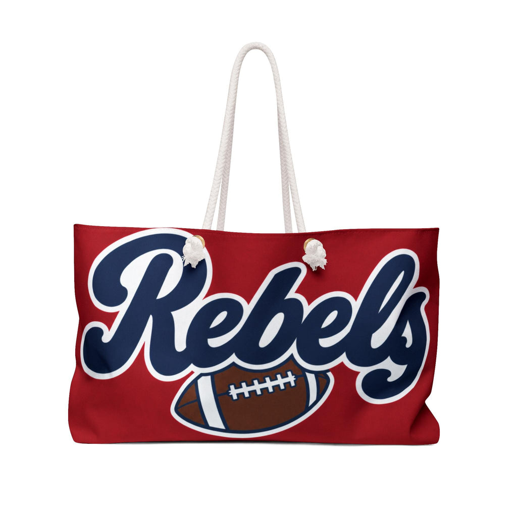 Rebels Football Script Weekender Bag | Red Navy Sports Tote