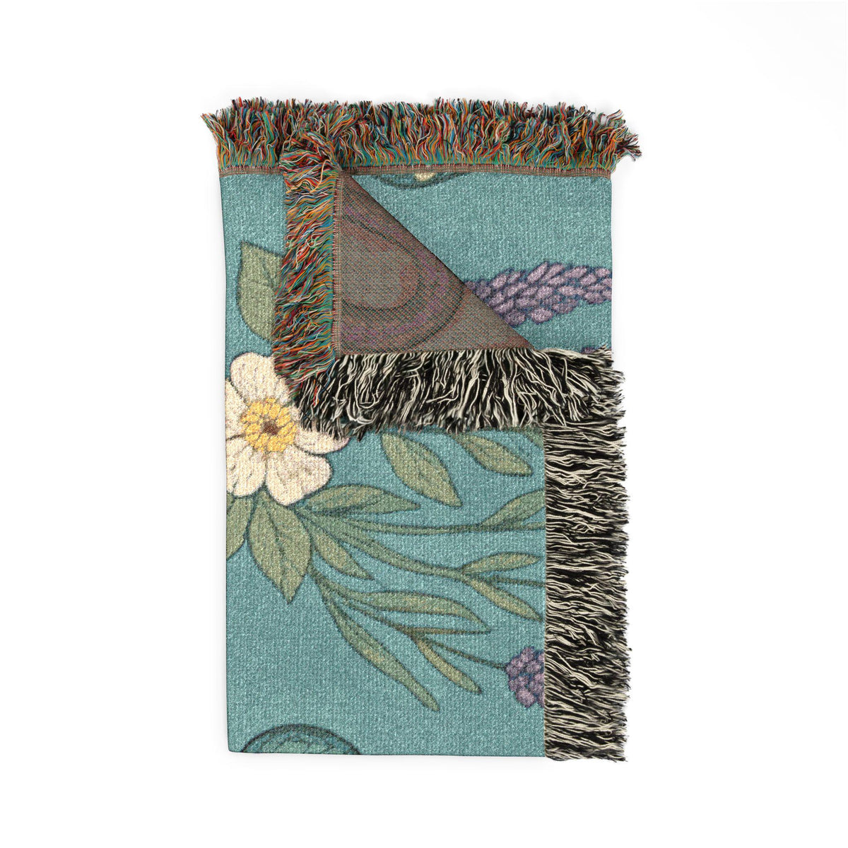 Floral Snake Illustration Blanket | Botanical Serpent Woven Throw