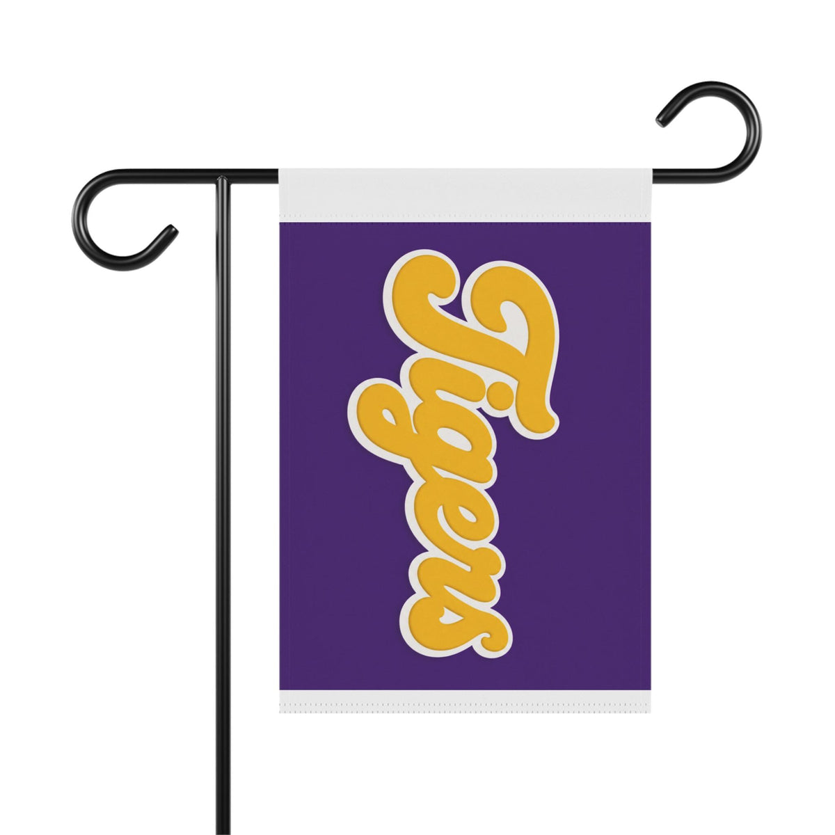 Tigers Garden Flag | Purple Gold Script Outdoor House Banner