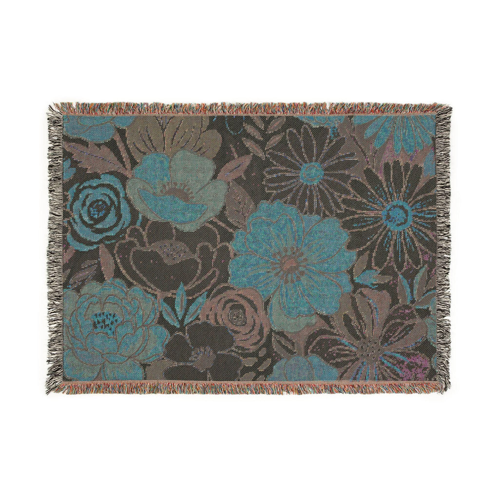 Bold Floral Print Woven Blanket | Flower Pattern Throw, Cozy Home Decor
