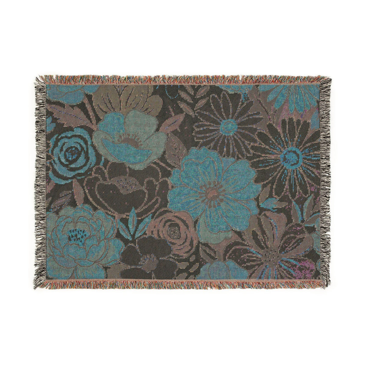Bold Floral Print Woven Blanket | Flower Pattern Throw, Cozy Home Decor