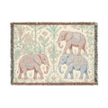 Boho Elephants Woven Blanket | Tapestry Animal Throw