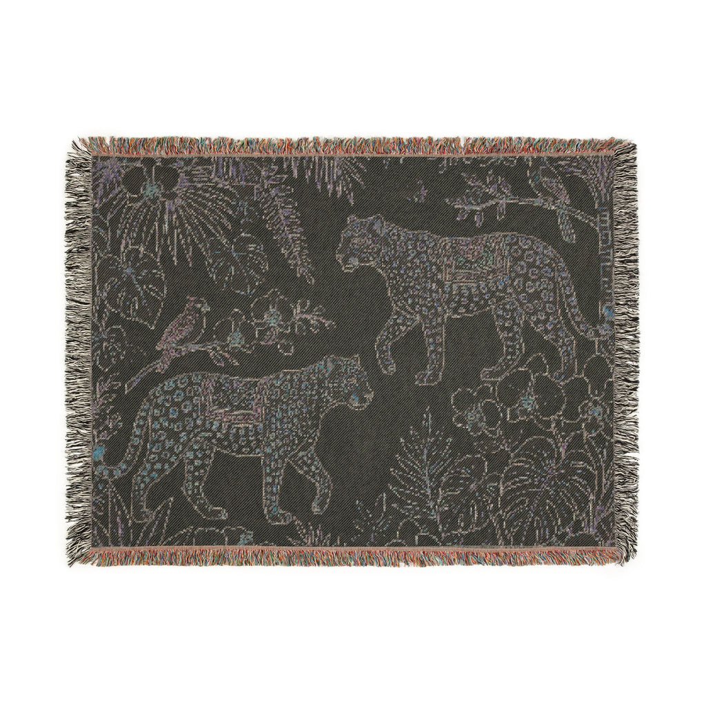 Tropical Leopard Woven Blanket I Animal Throw