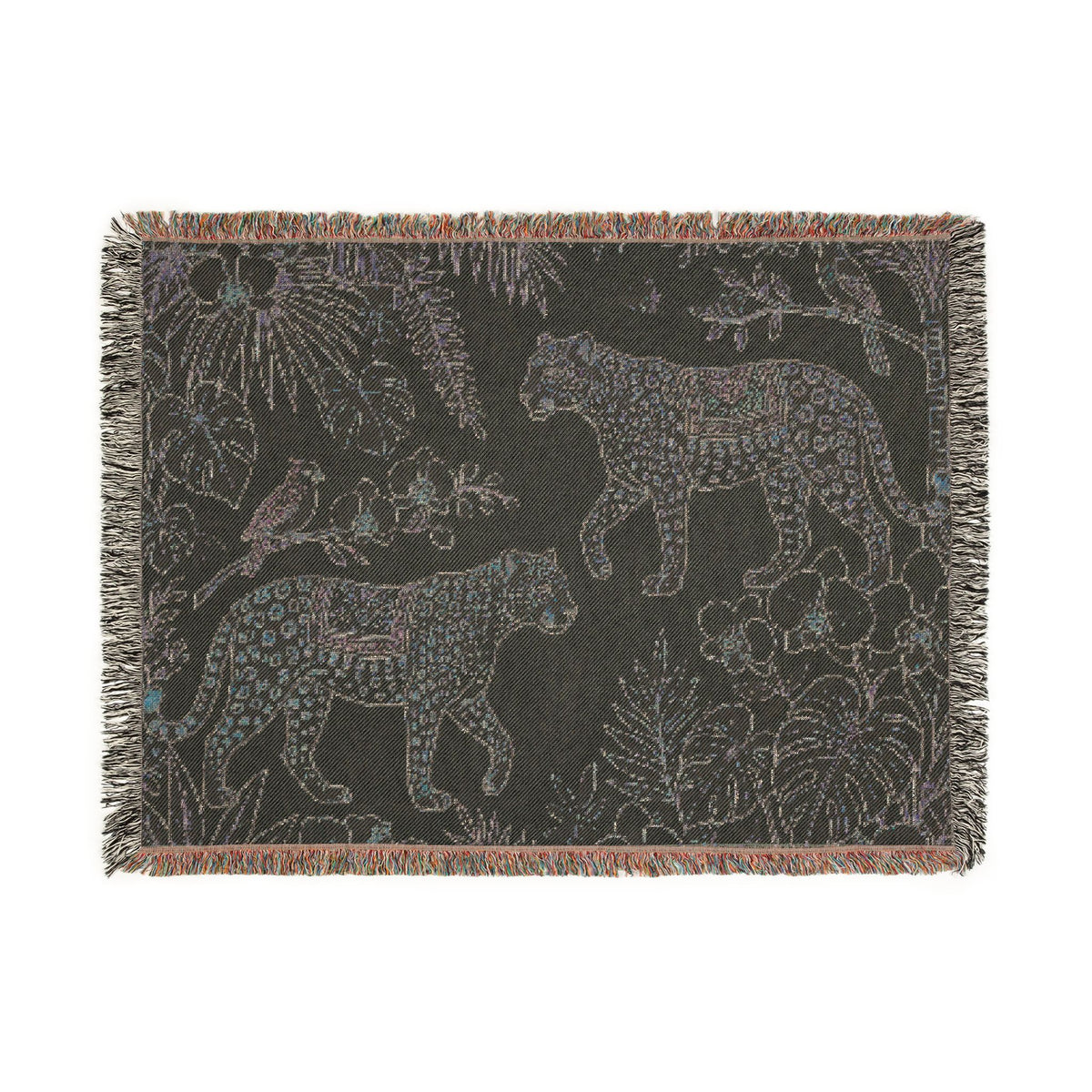 Tropical Leopard Woven Blanket I Animal Throw
