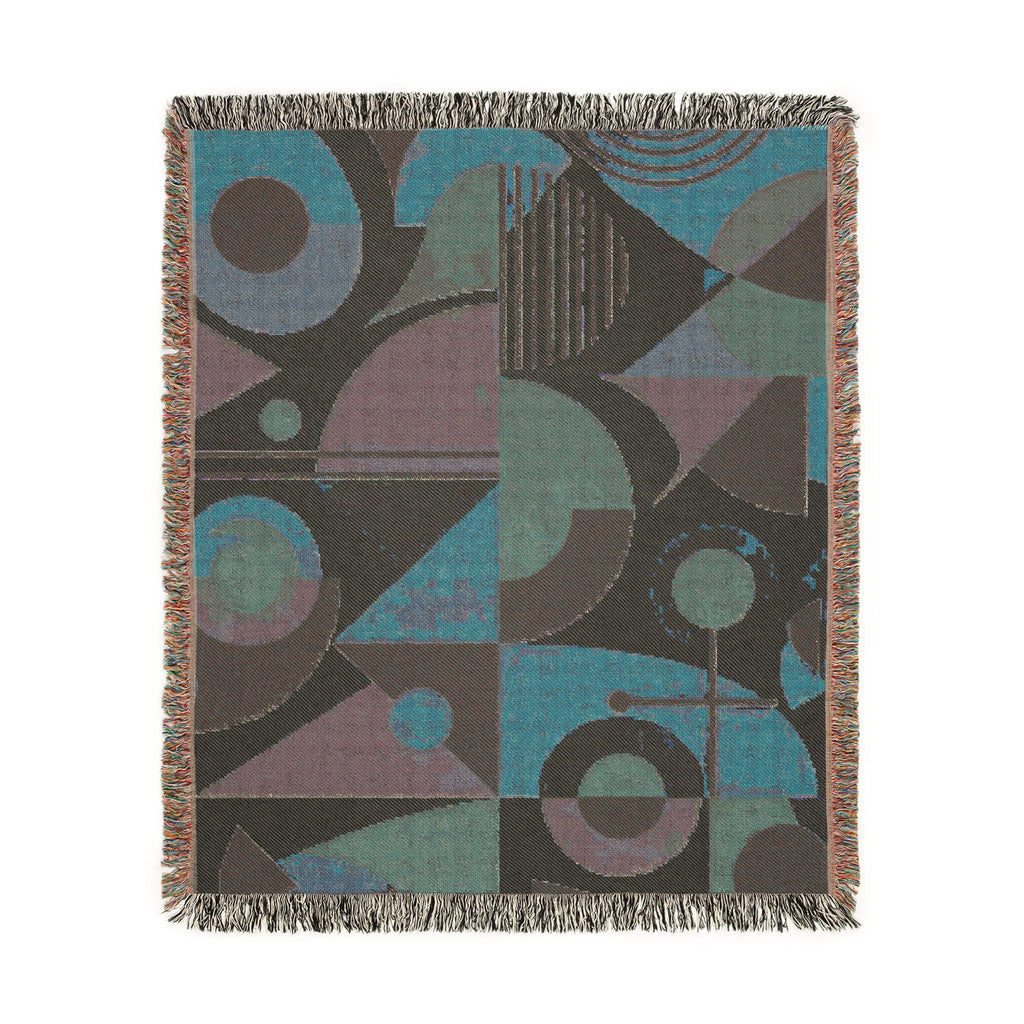 Mid-Century Mod Geometric Woven Blanket | Retro Modern Throw