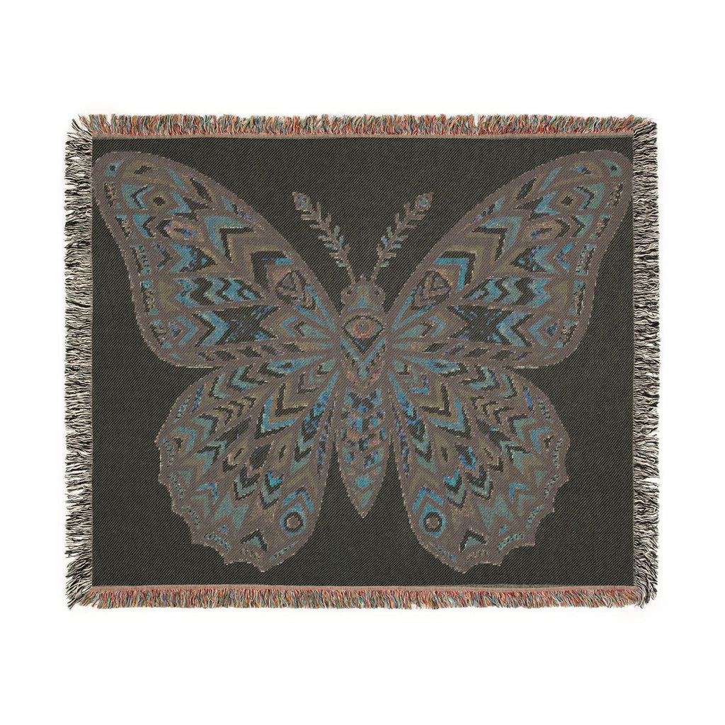 Boho Geometric Butterfly Woven Blanket | Tapestry Throw, Southwestern Motif