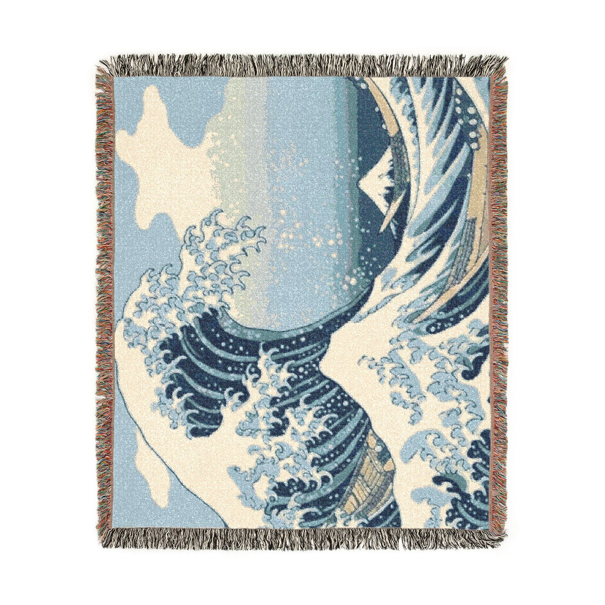 Great Wave woven blanket | Hokusai inspired ocean tapestry throw