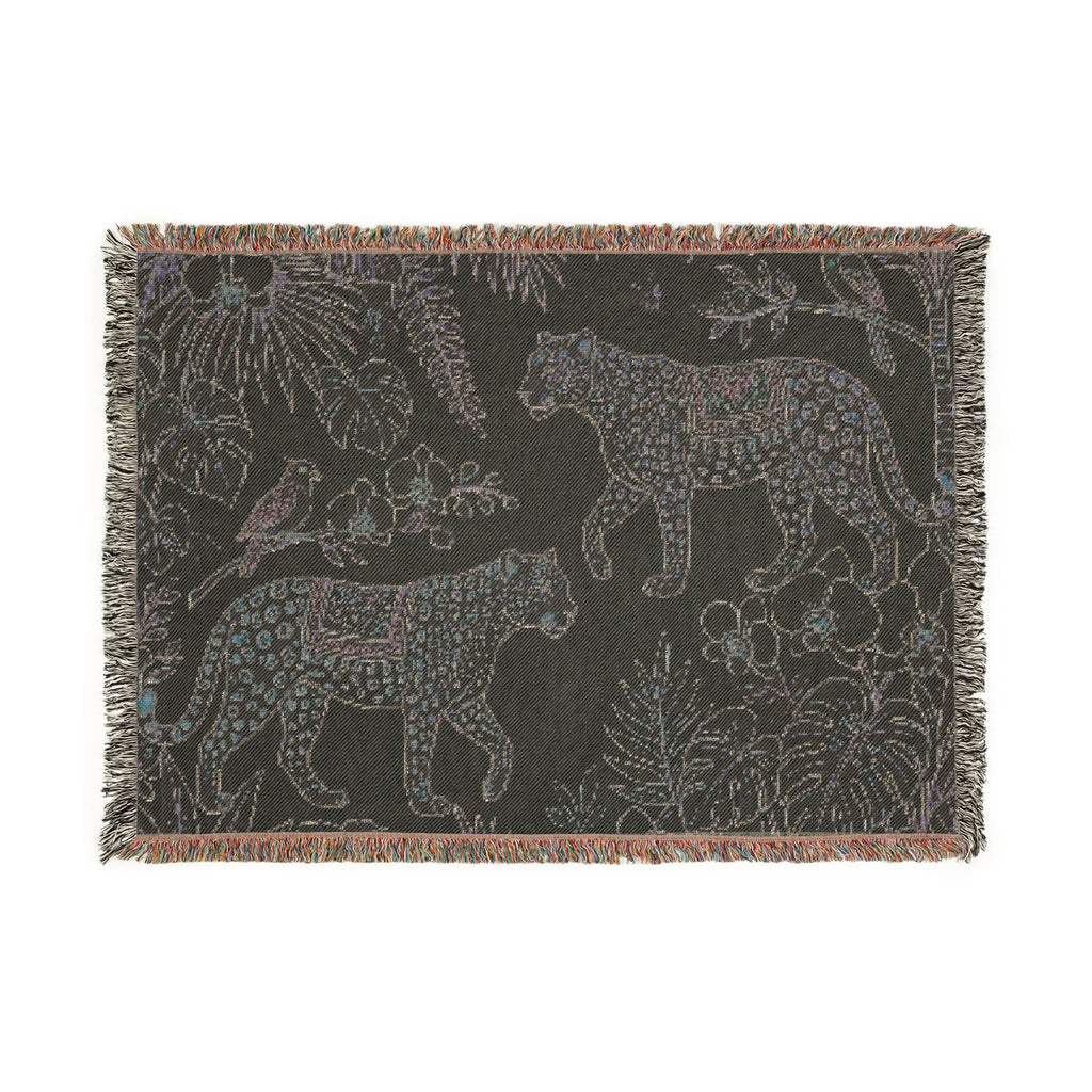 Tropical Leopard Woven Blanket I Animal Throw