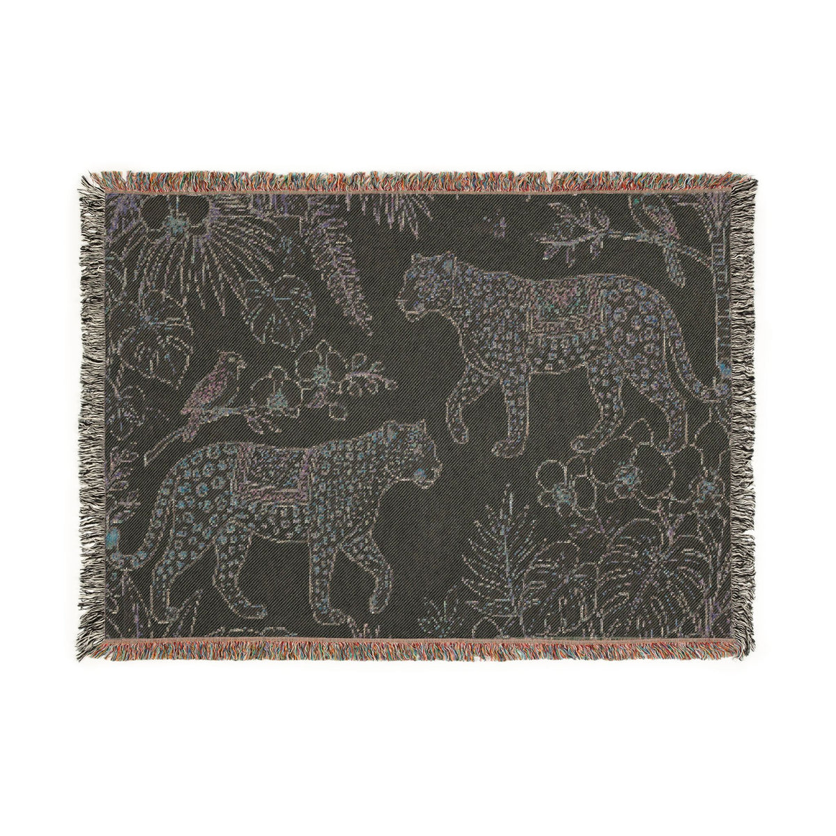 Tropical Leopard Woven Blanket I Animal Throw