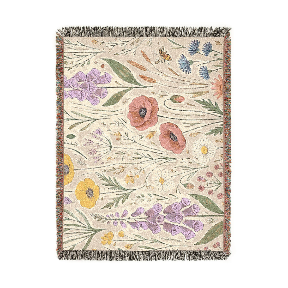 Wildflower Tapestry Woven Blanket | Floral Throw, Boho Home Decor