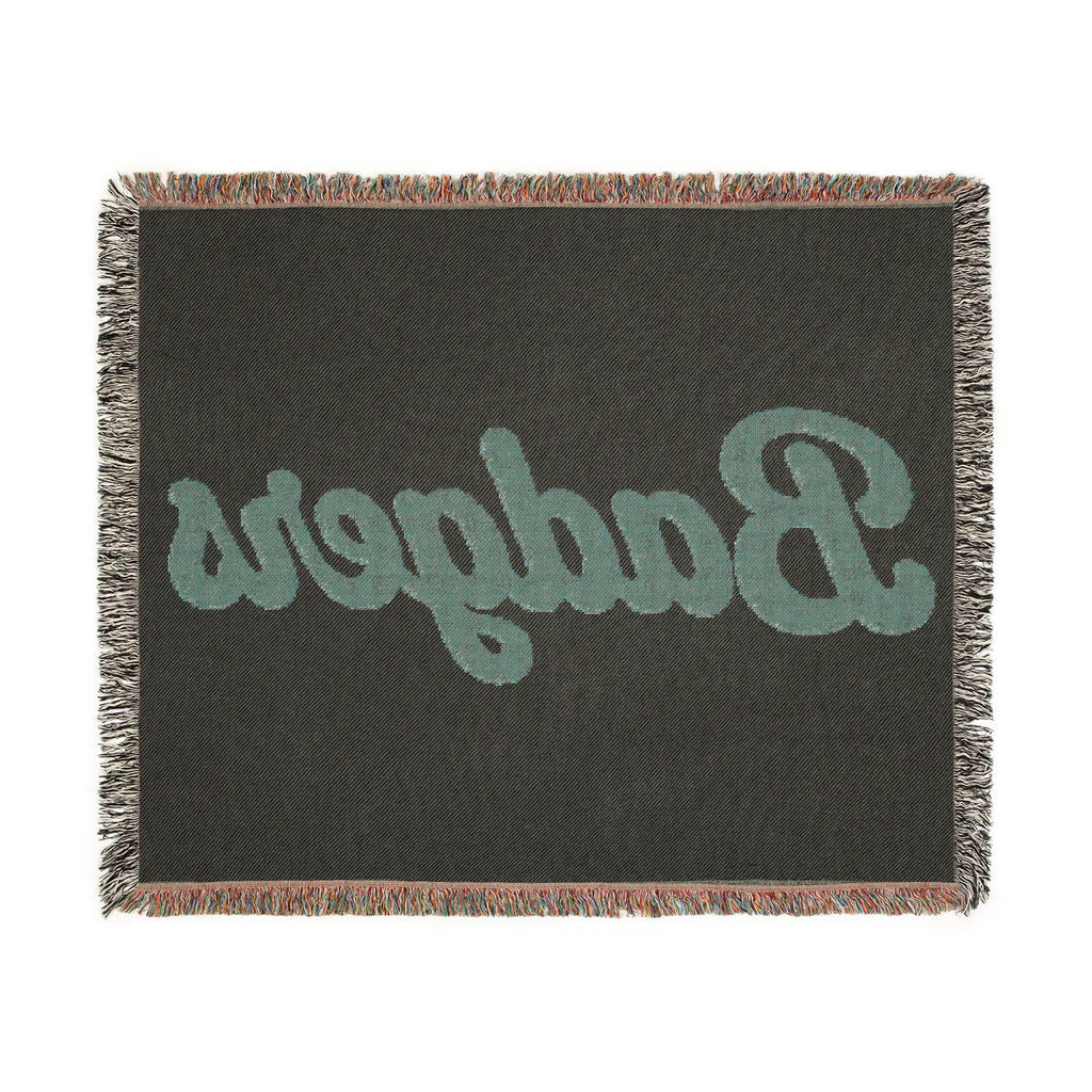 Badgers Woven Blanket | Retro Script Logo, Reversible Fringe Throw