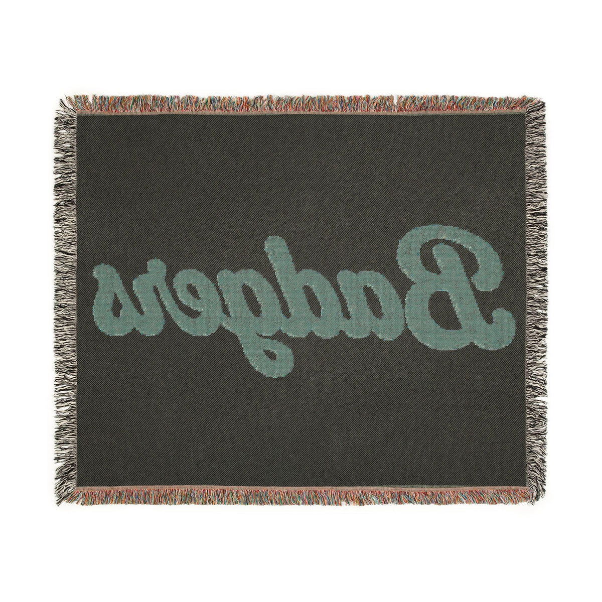 Badgers Woven Blanket | Retro Script Logo, Reversible Fringe Throw