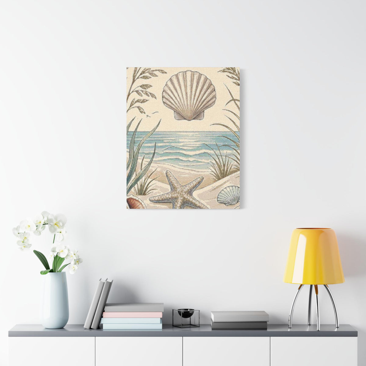 Coastal Shells Beach Scene Canvas