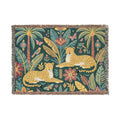 Tropical Leopard Tapestry woven blanket | jungle palm motif, floral tapestry throw