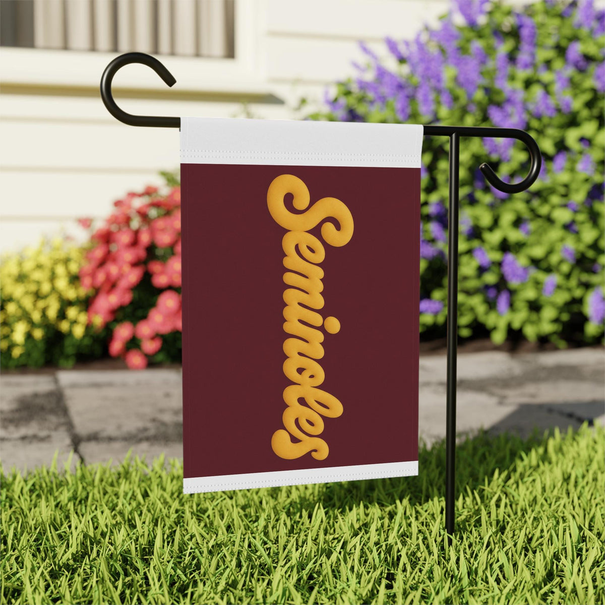 Seminoles Vertical Script Garden Flag | House Banner, Garnet Gold
