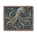 Vintage Octopus Tapestry Woven Blanket | Nautical Sea Creature Throw