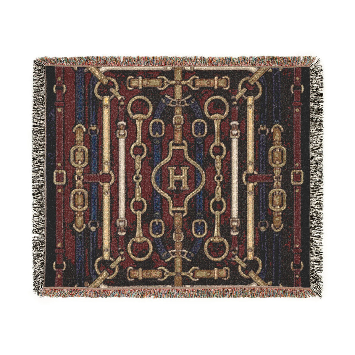 Equestrian Chain Pattern Woven Blanket | Horsebit Luxury Design