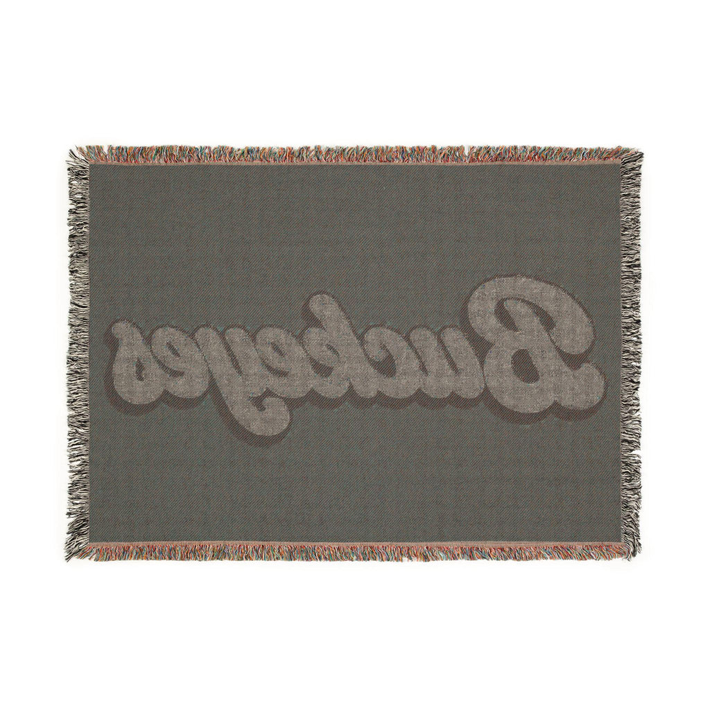 Buckeyes script Woven Blanket | collegiate team throw, maroon gray sports décor