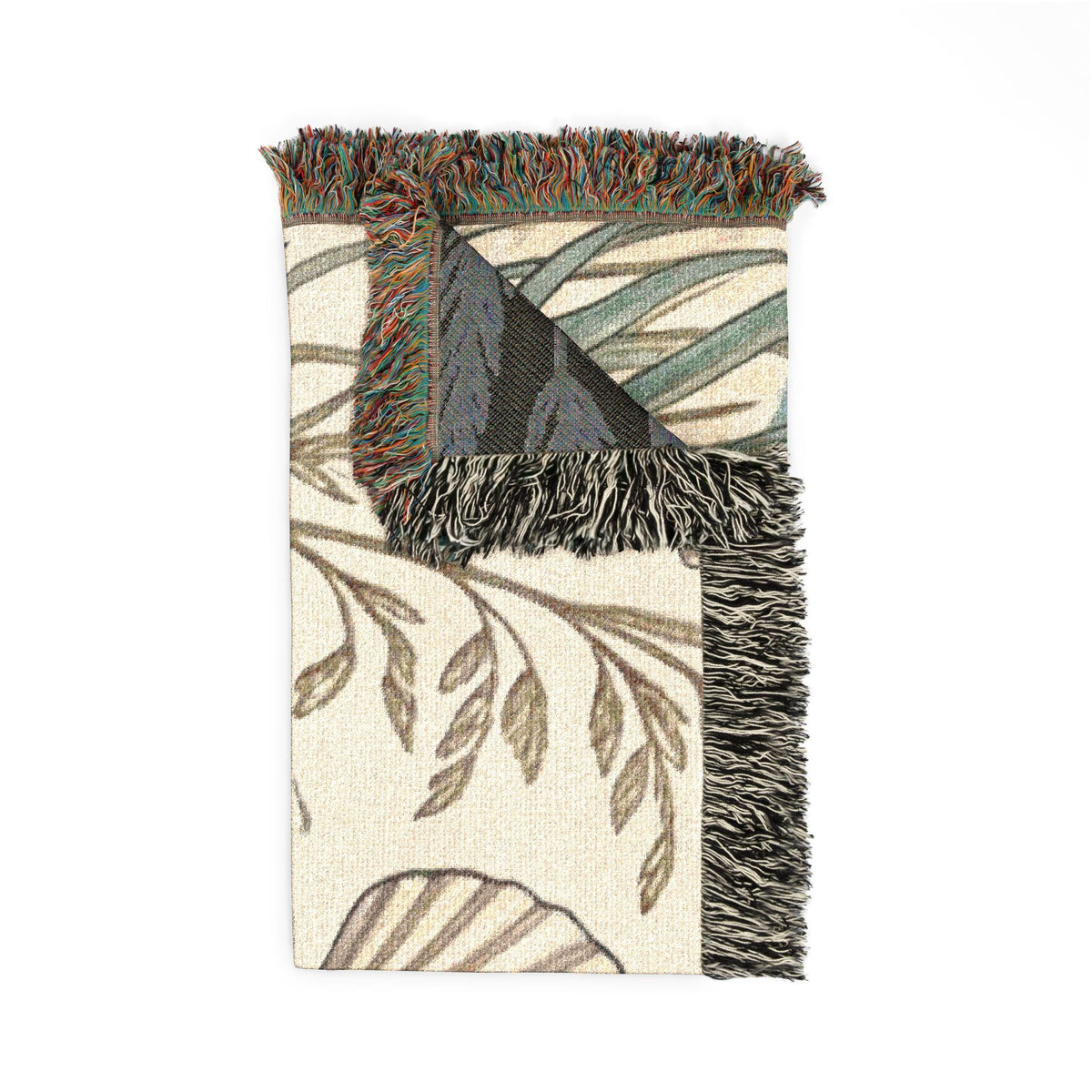 Seashell Beach Scene Woven Blanket | Coastal Ocean Tapestry Throw