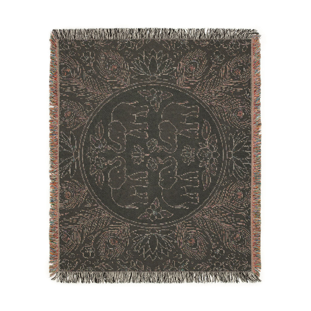 Elephant Medallion Woven Blanket | Boho Floral Throw