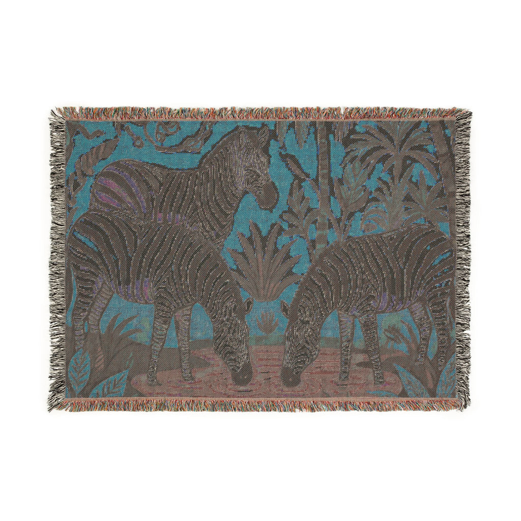 Zebra Tapestry Woven Blanket | Safari Animal Throw, Decorative Fringe Blanket