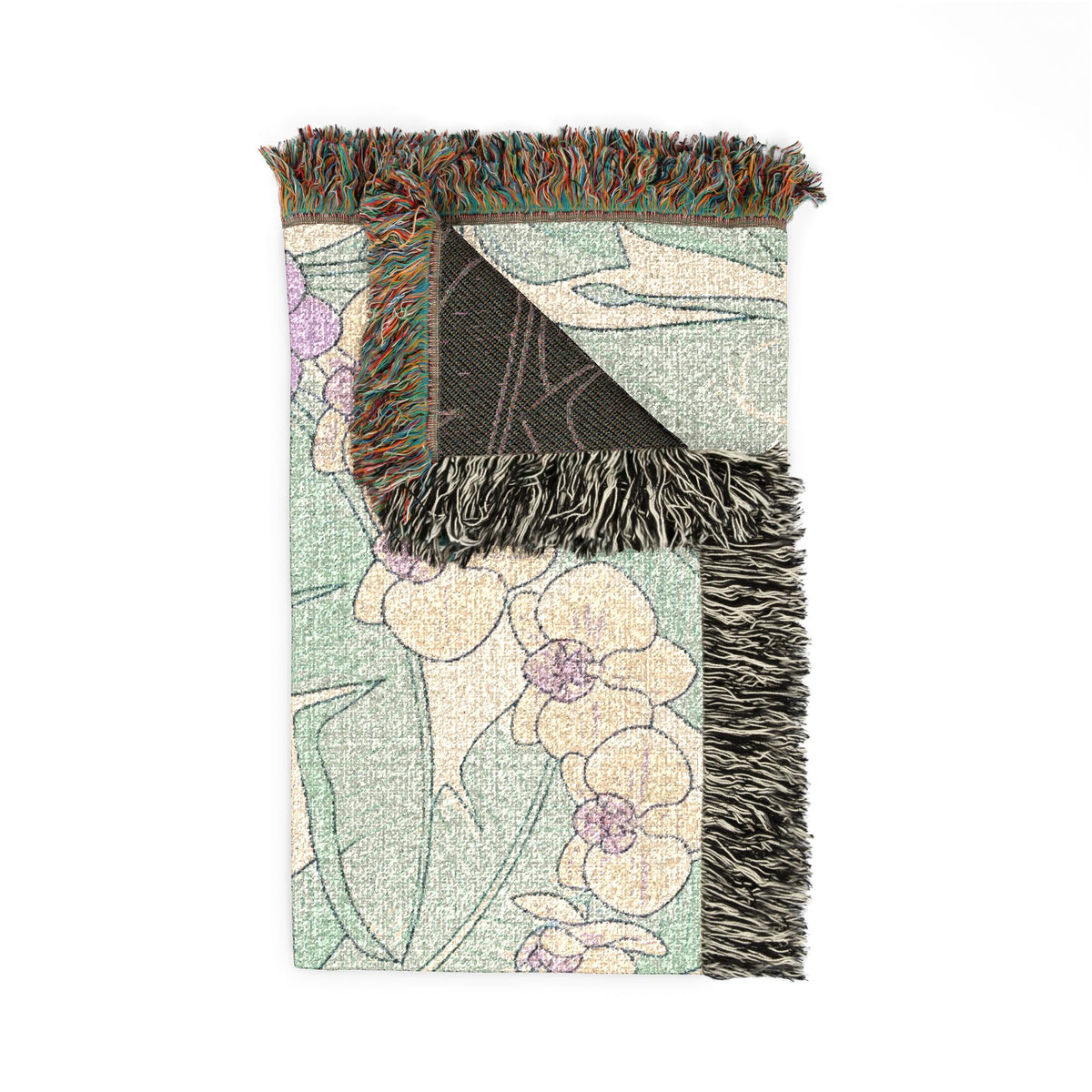 Art Nouveau Elephant Pattern Woven Blanket | Floral Tapestry Throw