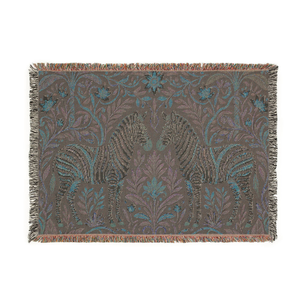Zebra Tapestry Woven Blanket | Boho Vintage Floral Motif