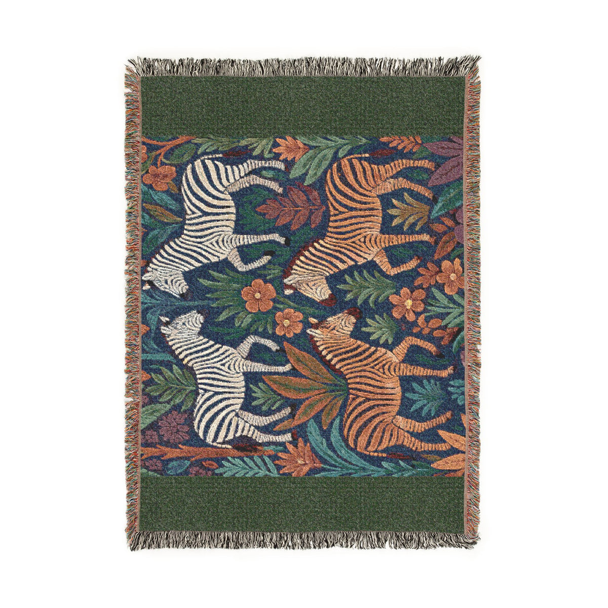 Zebra Jungle Tapestry Woven Blanket | Boho Animal Pattern