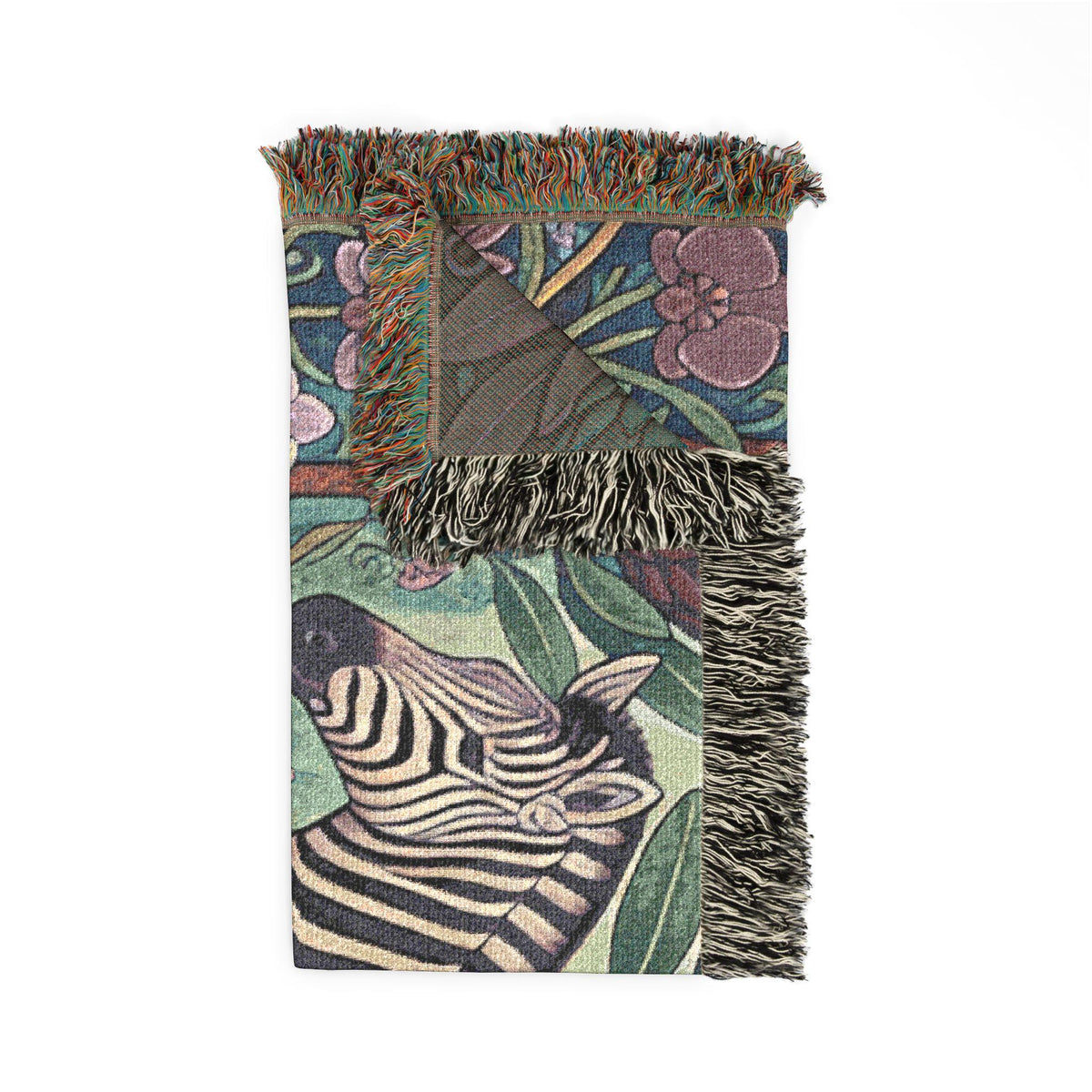 Zebra Mother and Foal woven blanket | Safari Nursery Tapestry Throw