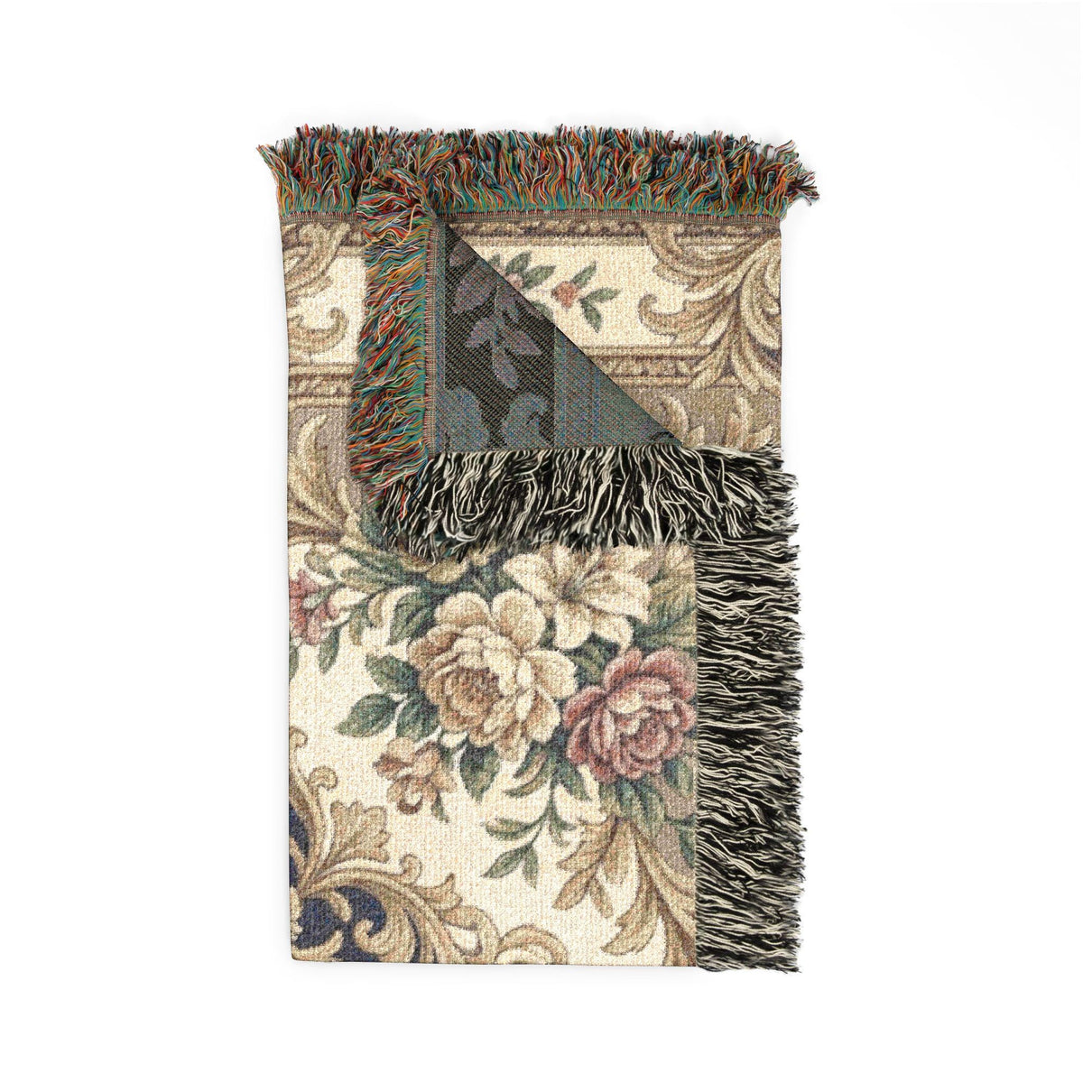 Baroque Floral Woven Blanket | Elegant Vintage Ornamental Throw
