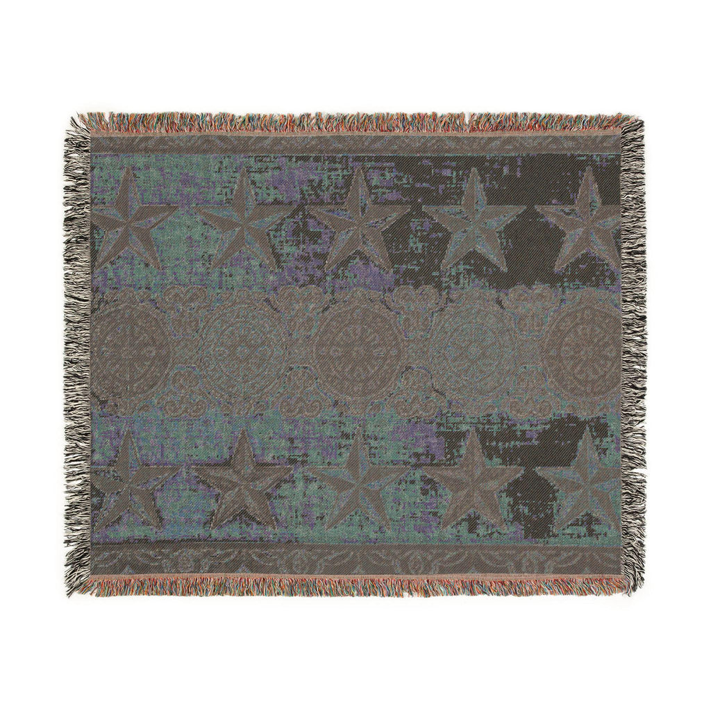Rustic Star Pattern Woven Blanket | Southwestern Throw, Fringe Edge