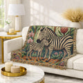 Zebra Mother and Foal woven blanket | Safari Nursery Tapestry Throw