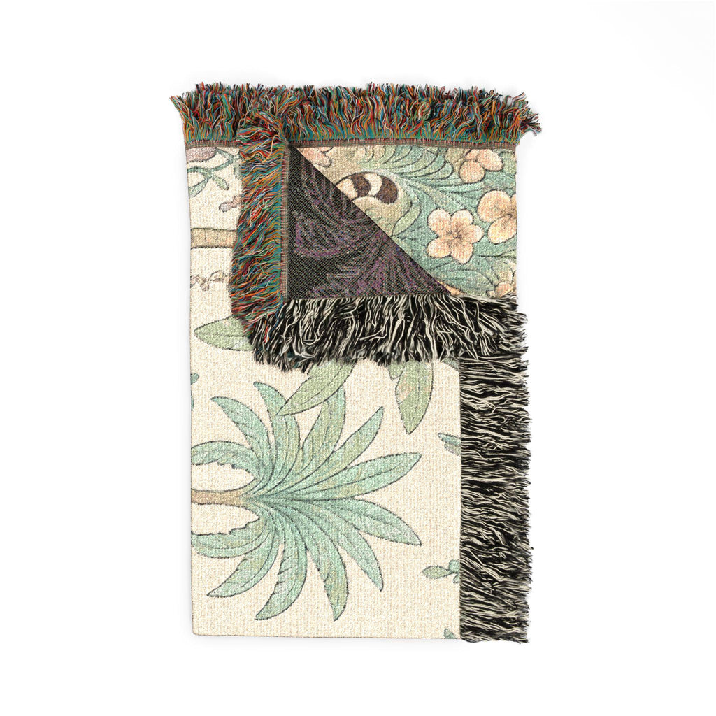 Jungle Leopard Tapestry Woven Blanket | Tropical Palm Animal Throw