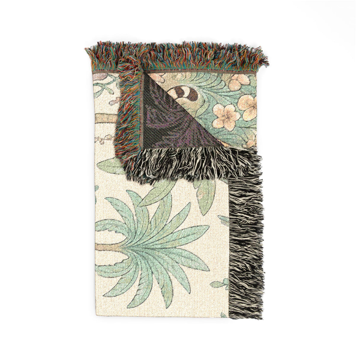 Jungle Leopard Tapestry Woven Blanket | Tropical Palm Animal Throw