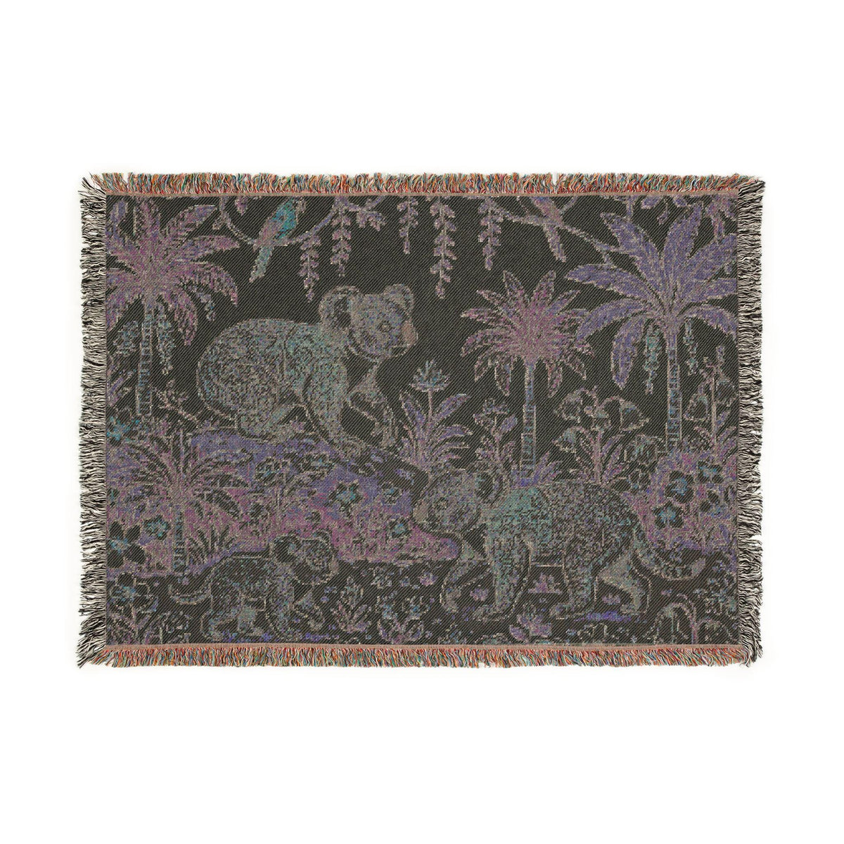 Koala Jungle Woven Blanket | Reversible Palm Tree Animal Throw