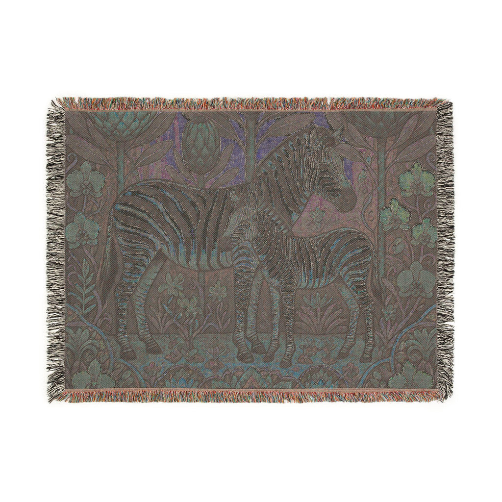 Zebra Mother and Foal woven blanket | Safari Nursery Tapestry Throw