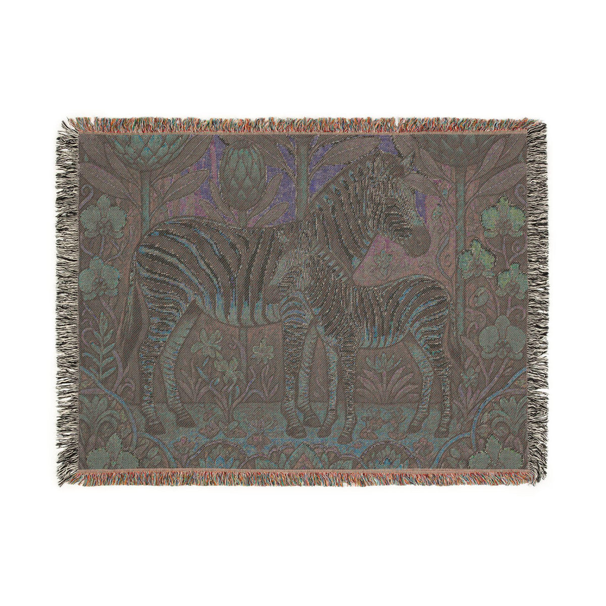 Zebra Mother and Foal woven blanket | Safari Nursery Tapestry Throw