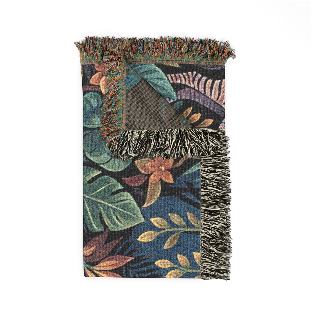 Zebra Jungle Scene Woven Blanket | Tropical Animal Tapestry Throw