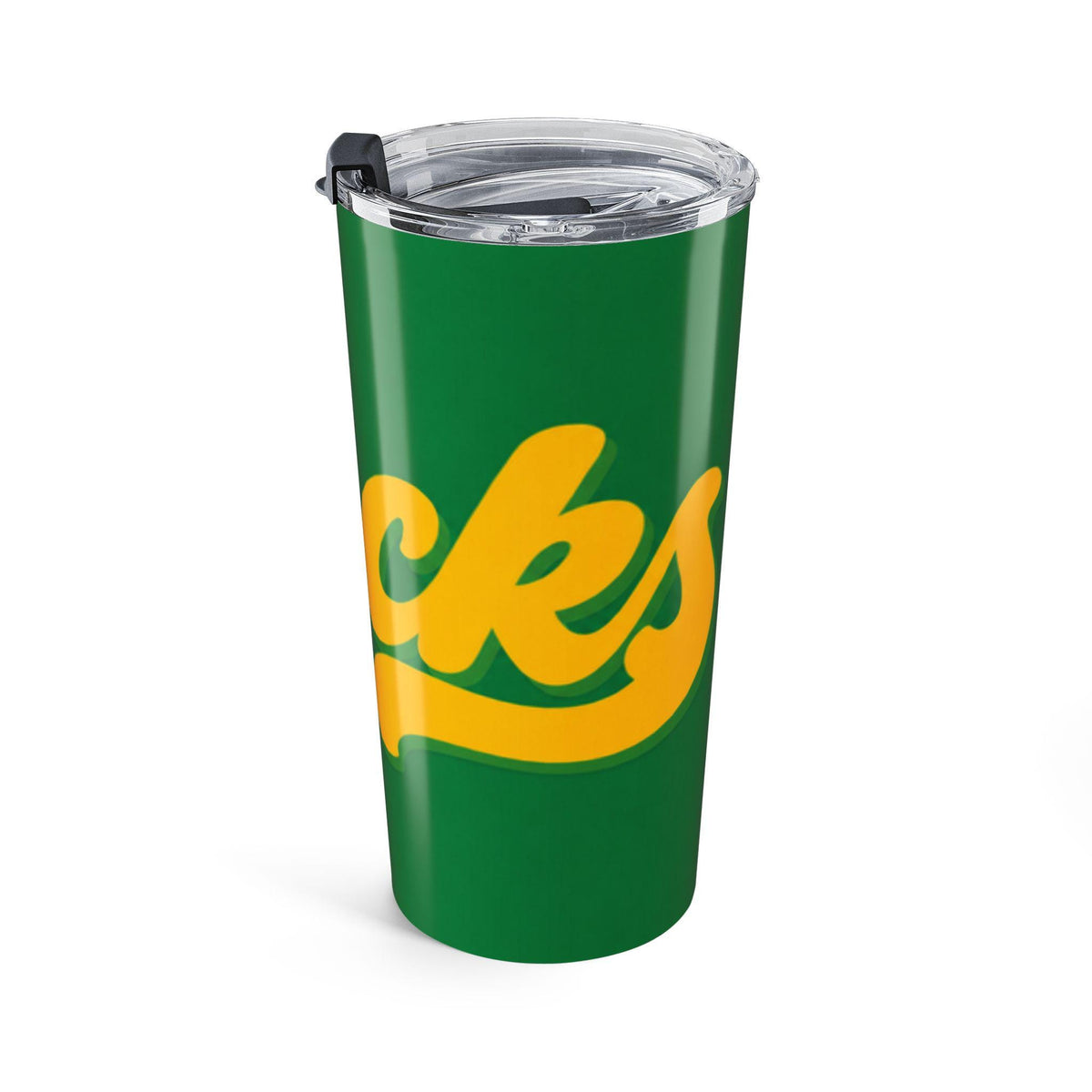Ducks Script Text Tumbler 20oz | Green and Yellow Retro Lettering